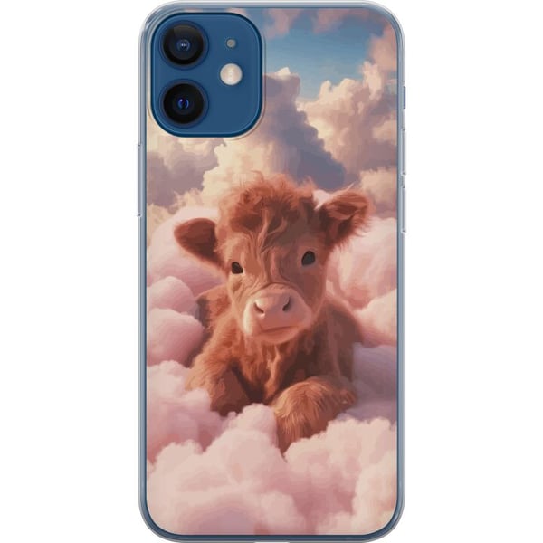 Kompatibelt Mobildeksel til Apple iPhone 12 Søt kalv blant skyer drømmeaktig rosa design med myke farger varm følelse av ro trygghet glede og fantasi
