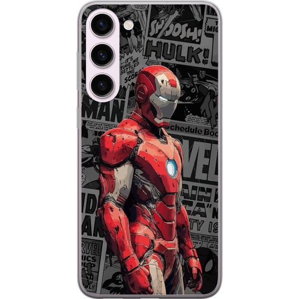 Kompatibel Mobilcover til Samsung Galaxy S23+ Iron Man-illustration i rød rustning med tegneseriebaggrund, kraftfuldt motiv for filmfans Kompatibel Mobilcover til Samsung Galaxy S23+ Iron Man-illustration i rød rustning med tegneseriebaggrund, kraftfuldt motiv for filmfans