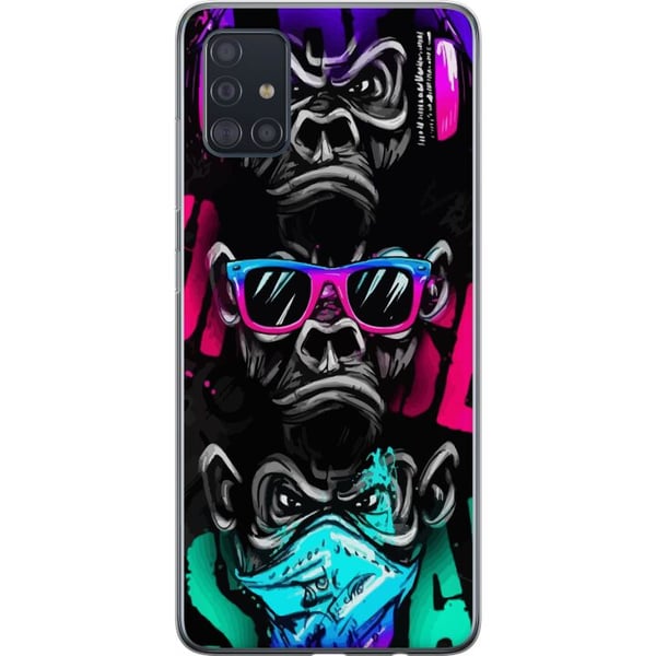 Kompatibelt Mobildeksel til Samsung Galaxy A51 Tre aper kunst – Graffitiinspirert neonmotiv ser ingenting, hører ingenting, sier ingenting Kompatibelt Mobildeksel til Samsung Galaxy A51 Tre aper kunst – Graffitiinspirert neonmotiv ser ingenting, hører ingenting, sier ingenting