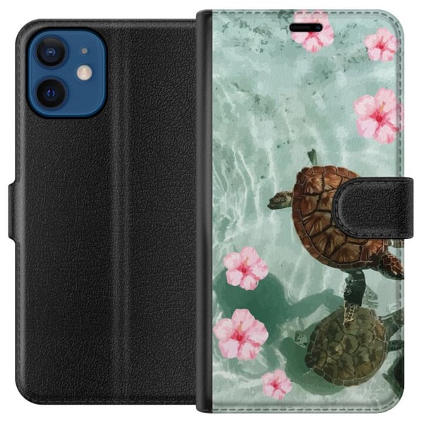 Yhteensopiva Lompakkokotelo Apple iPhone 12 Kilpikonnat ja hibiskukset trooppinen kukkia ja vettä sisältävä design rauhallinen lomatunnelma meren ja