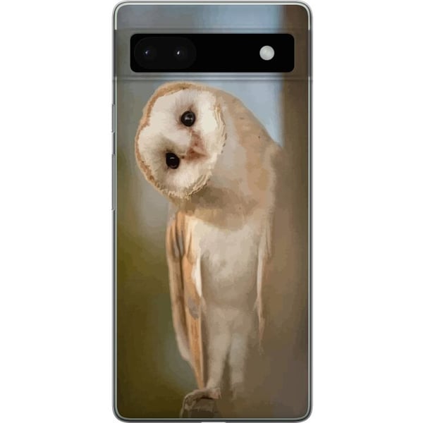 Kompatibelt Mobilskal till Google Pixel 6a Uggla Nyfiken Blick Fågelmotiv Skog Natur Grafiskt Design