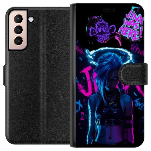 Yhteensopiva Lompakkokotelo Samsung Galaxy S21 Arcane Jinx juliste League of Legends LoL graffiti neon anime Netflix pelihahmo fanitaidedesign Yhteensopiva Lompakkokotelo Samsung Galaxy S21 Arcane Jinx juliste League of Legends LoL graffiti neon anime Netflix pelihahmo fanitaidedesign