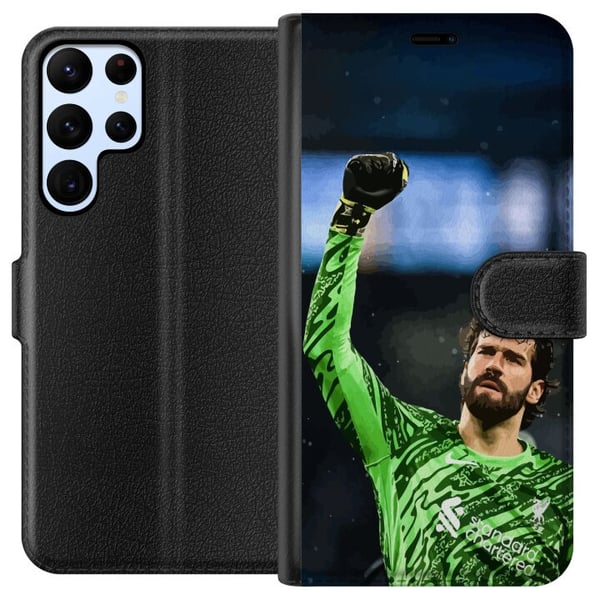 Kompatibelt Plånboksfodral till Samsung Galaxy S22 Ultra 5G Alisson Liverpool Brasilien enda målvakten på listan fotboll keeper reflexsnabb stabil tr