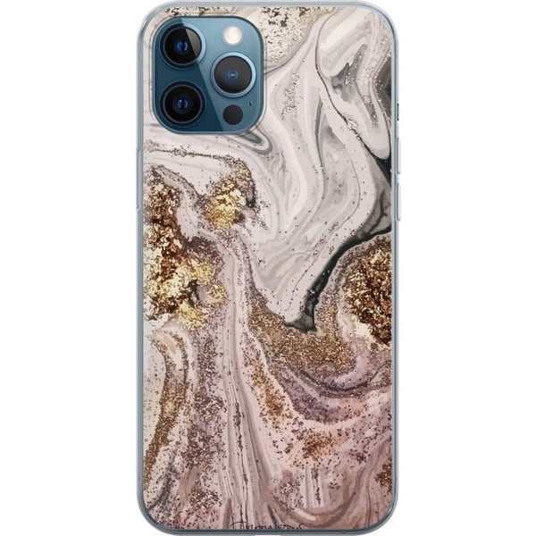 Kompatibel Mobilcover til Apple iPhone 12 Pro Beige marmor med guldglimmerstruktur, elegant design med luksuriøs følelse, perfekt til moderne stil