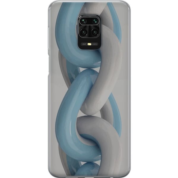Kompatibel Mobilcover til Xiaomi Redmi Note 9S Blåt kædedesign i metallisk tone, moderne industriel stil med dybde og en tredimensionel følelse