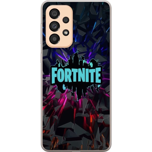 Yhteensopiva Puhelinkuori Samsung Galaxy A33 5G Pelaamisesta inspiroitunut abstrakti neonlogo, jossa on räjähtäviä muotoja ja dynaamista energiaa