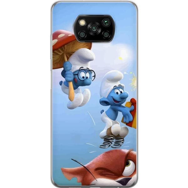 Kompatibel Mobilcover til Xiaomi Poco X3 NFC Smølferne plakat blå tegneseriefigurer retro tegnefilm Schtroumpfs serie barndom klassiske figurer desig