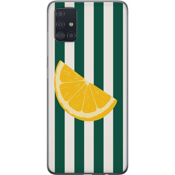 Yhteensopiva Puhelinkuori Samsung Galaxy A51 Sitruuna sitrus sitruunakuvio keltainen hedelmä keittiökoriste kesäprintti retrotyyli sisustus tapetti r