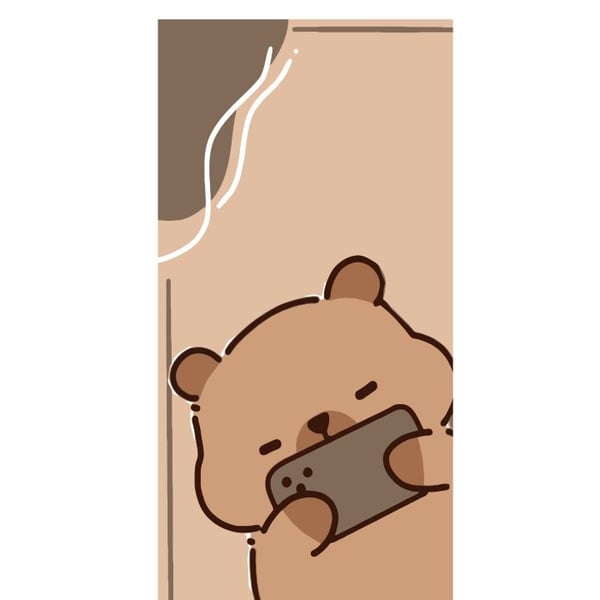 Yhteensopiva Lompakkokotelo Apple iPhone 13 Pro Lazy Bear Chill Mode Söpö karhu makaa puhelin kädessään beigen taustan edessä rauhallisessa ja rennos