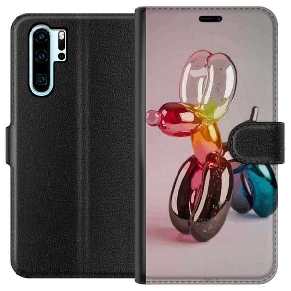 Kompatibel Tegnebogsetui til Huawei P30 Pro Balloon Pup farverig ballonhund i pop art-glasstil, regnbuefarver og moderne trendy design
