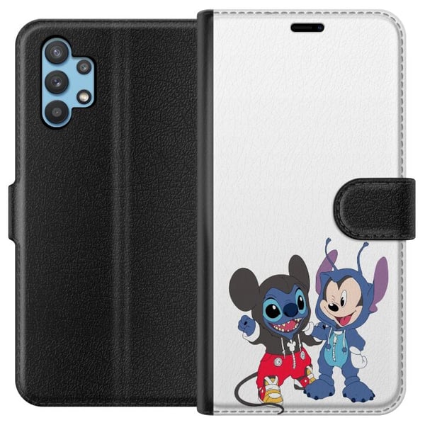 Kompatibelt Plånboksfodral till Samsung Galaxy A32 5G Stitch musse pigg Kompatibelt Plånboksfodral till Samsung Galaxy A32 5G Stitch musse pigg