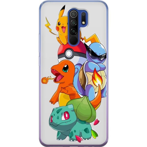 Kompatibel Mobilcover til Xiaomi Redmi 9 Pokémon Pikachu Charmander Squirtle Bulbasaur – farverig Pokémon-stakillustration med fire populære figurer