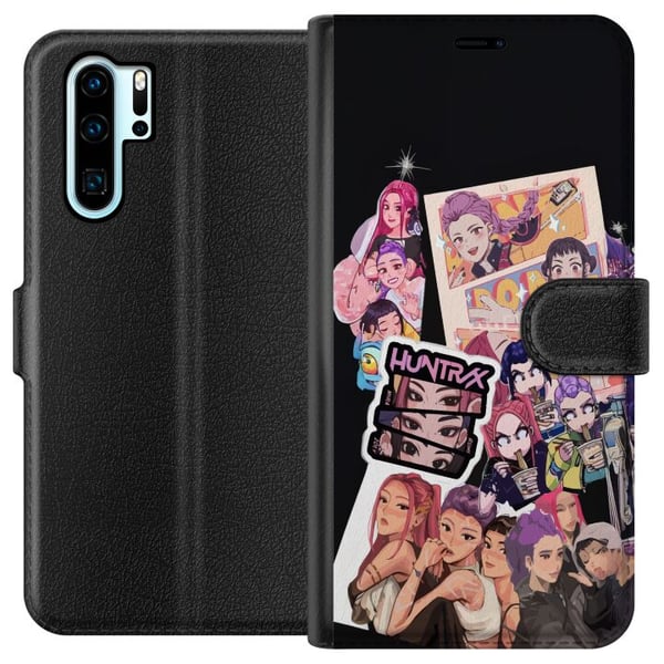 Kompatibelt Lommeboketui til Huawei P30 Pro HuntrX Manga Squad fargerikt motiv med KPop-inspirerte jenter i tegnet anime-stil med sterk energi