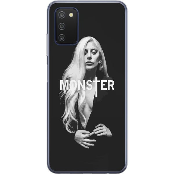 Kompatibelt Mobildeksel til Samsung Galaxy A03s Lady Gaga Monster-portrett – svart-hvitt Lady Gaga-design med sterk MONSTER-typografi og ikonisk look