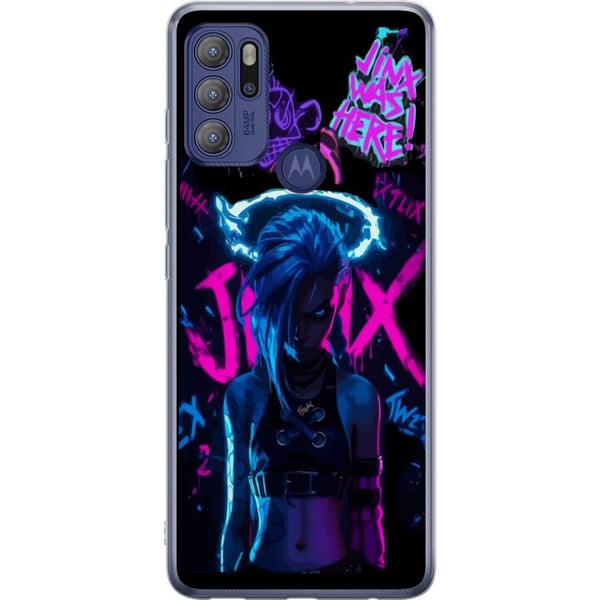 Kompatibel Mobilcover til Motorola Moto G60S Arcane Jinx plakat League of Legends LoL graffiti neon anime Netflix spilkarakter fanart-design