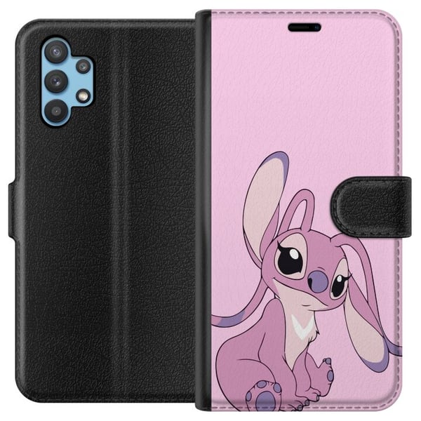 Kompatibelt Plånboksfodral till Samsung Galaxy A32 5G Stitch rosa Kompatibelt Plånboksfodral till Samsung Galaxy A32 5G Stitch rosa