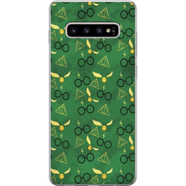 Kompatibelt Mobilskal till Samsung Galaxy S10+ Harry Potter glasögon gyllene kvicken dödsreliker magisk design med mystik och trollkarlskänsla