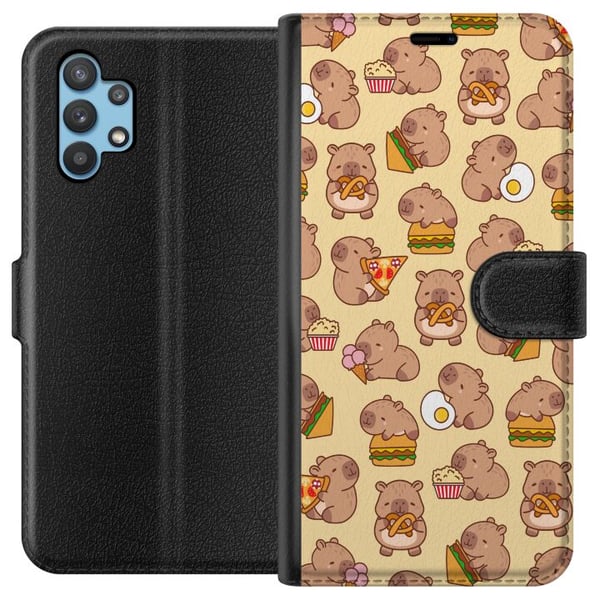 Kompatibel Tegnebogsetui til Samsung Galaxy A32 5G Kawaii capybara mobilcover med flere søde figurer