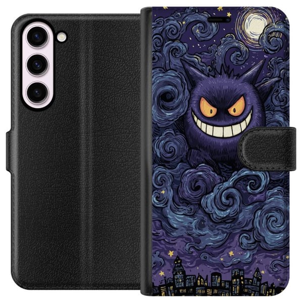 Kompatibelt Lommeboketui til Samsung Galaxy S23+ Pokémon Gengar-illustrasjon – Mørkt motiv med stjernehimmel og bykunst