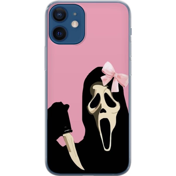 Kompatibelt Mobildeksel til Apple iPhone 12 Pink Ghost Bow med ikonisk maske og rosa sløyfe, humoristisk og trendy halloweenstil