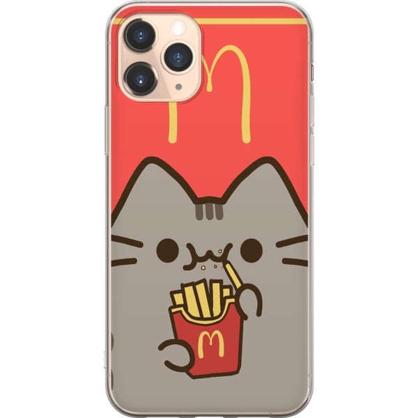 Kompatibelt Mobildeksel til Apple iPhone 11 Pro Søt Pusheen-lignende katt med pommes frites i McDonald’s-stil – humoristisk og sjarmerende motiv.