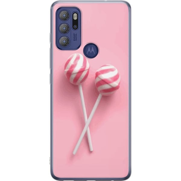 Kompatibel Mobilcover til Motorola Moto G60S Lyserøde slikkepinde og slikdesign – Sødt pastelmotiv til trendy accessories