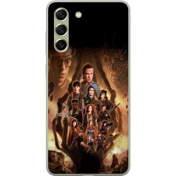 Kompatibel Mobilcover til Samsung Galaxy S21 FE 5G Stranger Things-gruppebillede med heltene i et mørkt fantasimiljø og et truende væsen