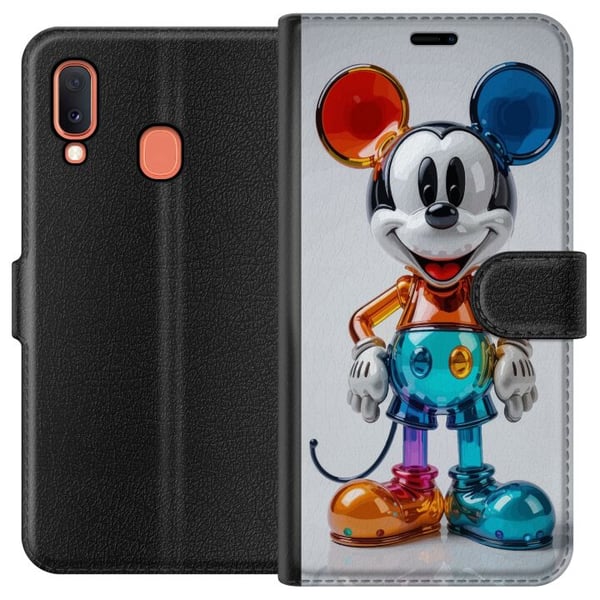 Kompatibelt Lommeboketui til Samsung Galaxy A20e Fargerik Mikke Mus-figur futuristisk krom blank Disney popkunst moderne livlig karaktermotiv plakat Kompatibelt Lommeboketui til Samsung Galaxy A20e Fargerik Mikke Mus-figur futuristisk krom blank Disney popkunst moderne livlig karaktermotiv plakat