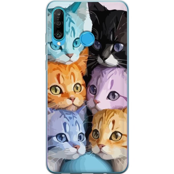 Kompatibel Mobilcover til Huawei P30 lite Farverige Katte