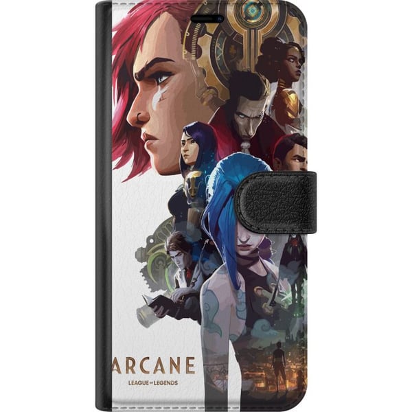 Kompatibelt Plånboksfodral till Samsung Galaxy A32 5G Arcane LoL poster League of Legends Netflix anime Jinx Vi gaming characters fanart fantasy artw