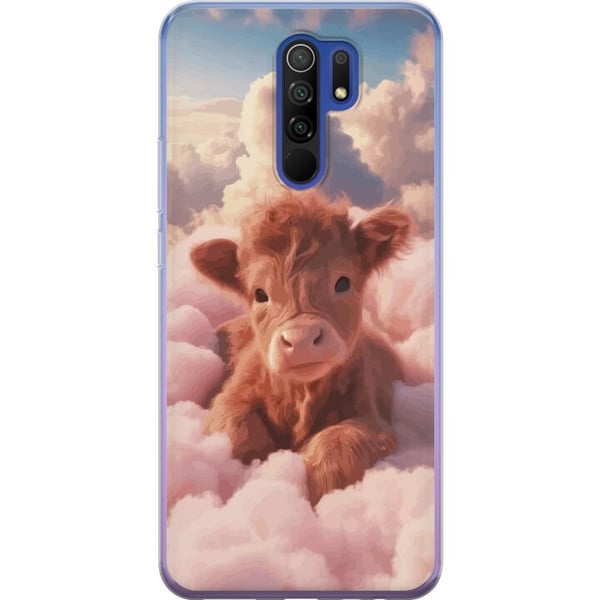 Kompatibel Mobilcover til Xiaomi Redmi 9 Sød kalv blandt skyer drømmeagtigt rosa design med bløde farver varm følelse af ro tryghed glæde og fantasi