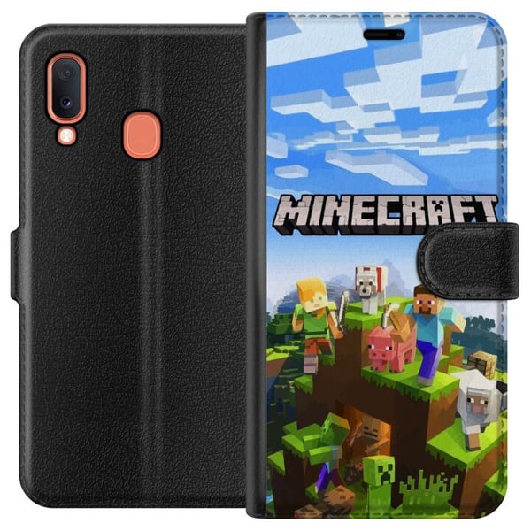 Kompatibelt Lommeboketui til Samsung Galaxy A20e Minecraft pikselverden Creeper gamingdesign Kompatibelt Lommeboketui til Samsung Galaxy A20e Minecraft pikselverden Creeper gamingdesign