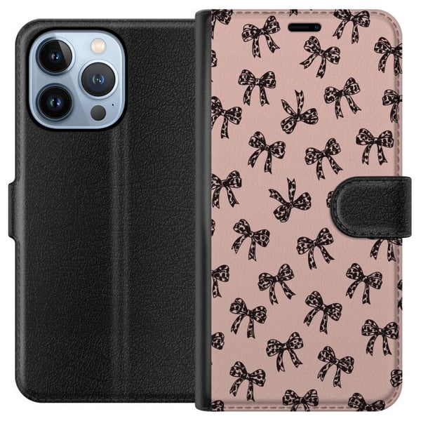 Kompatibelt Lommeboketui til Apple iPhone 13 Pro sløyfe mønster leopard rosetter rosa søt mote jentete retro design trykk tapet stil rosa bakgrunn ku Kompatibelt Lommeboketui til Apple iPhone 13 Pro sløyfe mønster leopard rosetter rosa søt mote jentete retro design trykk tapet stil rosa bakgrunn ku