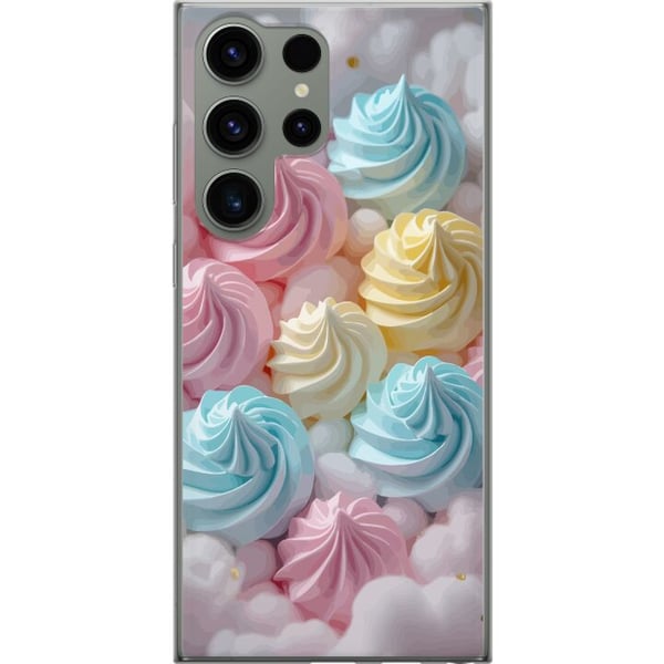 Kompatibel Mobilcover til Samsung Galaxy S23 Ultra Pastelmarengsmotiv med candyfarverne rosa, blå og gul, sødt bagværksdesign til kageelskere Kompatibel Mobilcover til Samsung Galaxy S23 Ultra Pastelmarengsmotiv med candyfarverne rosa, blå og gul, sødt bagværksdesign til kageelskere