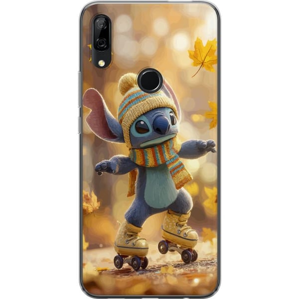 Kompatibel Mobilcover til Huawei P Smart Z Efterårsinspireret Stitch på rulleskøjter med hue tørklæde og blade varm sød illustration til Disney-elske
