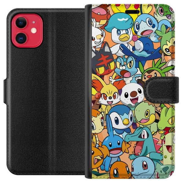 Kompatibelt Plånboksfodral till Apple iPhone 11 Pokémon design – Pikachu collage i färgstark illustration för samlare