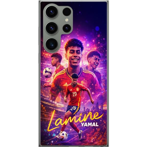 Kompatibel Mobilcover til Samsung Galaxy S23 Ultra Lamine Yamal-fodboldplakat i spansk landsholdstrøje med action i højt tempo, farverig sportsillust