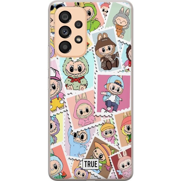 Kompatibelt Mobildeksel til Samsung Galaxy A53 5G Cute Stamp Squad – søtt samlermotiv med fargerike figurer i dyrekostymer og lekent design