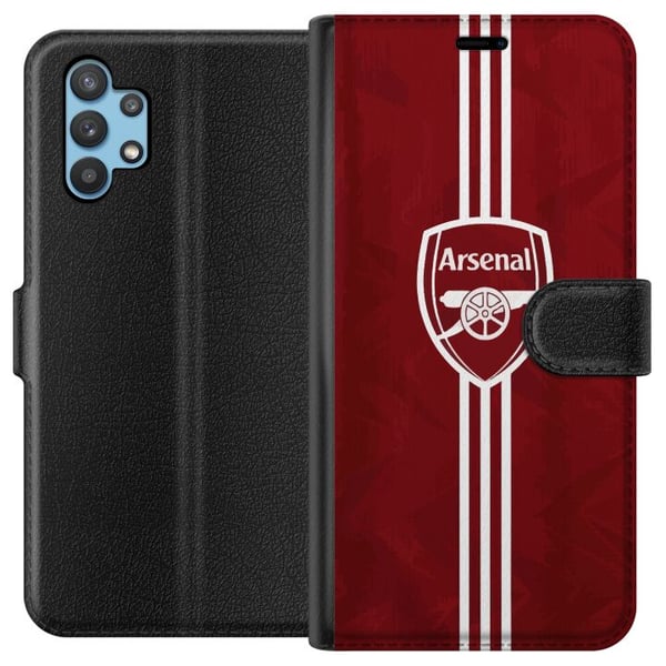 Kompatibelt Plånboksfodral till Samsung Galaxy A32 5G Arsenal Emblem Fotboll Premier League Klubbmärke Röd Vit Kompatibelt Plånboksfodral till Samsung Galaxy A32 5G Arsenal Emblem Fotboll Premier League Klubbmärke Röd Vit