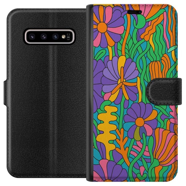 Kompatibel Tegnebogsetui til Samsung Galaxy S10+ Farveeksplosion
