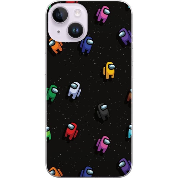 Kompatibelt Mobildeksel til Apple iPhone 14 Among Us-mønster med fargerike karakterer i verdensrommet, lekent gamingmotiv for Among Us-fans