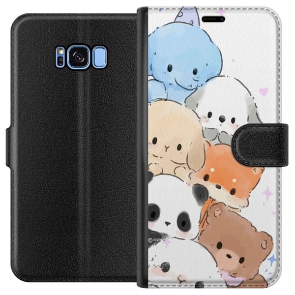 Kompatibelt Plånboksfodral till Samsung Galaxy S8 Söt stapel av kawaii djur i pastellfärger charmig skissad illustration perfekt för dig som gillar g