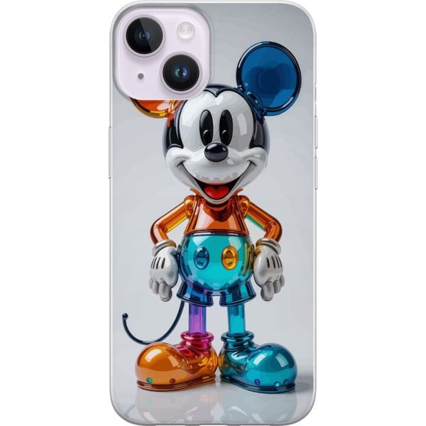 Yhteensopiva Puhelinkuori Apple iPhone 14 Plus Värikäs Mikki Hiiri -hahmo futuristinen kromi kiiltävä Disney poptaide moderni eloisa hahmoaihe julist