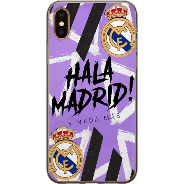 Kompatibel Mobilcover til Apple iPhone XS Lilla Hala Madrid-design med klubemblem og kraftfuld sportsgrafik, perfekt til fodboldfans, der elsker hold