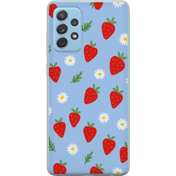 Kompatibel Mobilcover til Samsung Galaxy A52 5G jordbær jordbær mønster sommer blomster præstekrave svensk midsommer retro tryk bærdesign