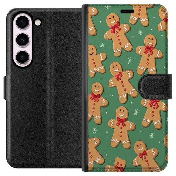 Kompatibelt Lommeboketui til Samsung Galaxy S23 Julepepperkakemønster – pepperkakemenn i søt juledesign med grønn bakgrunn og vinterstemning Kompatibelt Lommeboketui til Samsung Galaxy S23 Julepepperkakemønster – pepperkakemenn i søt juledesign med grønn bakgrunn og vinterstemning