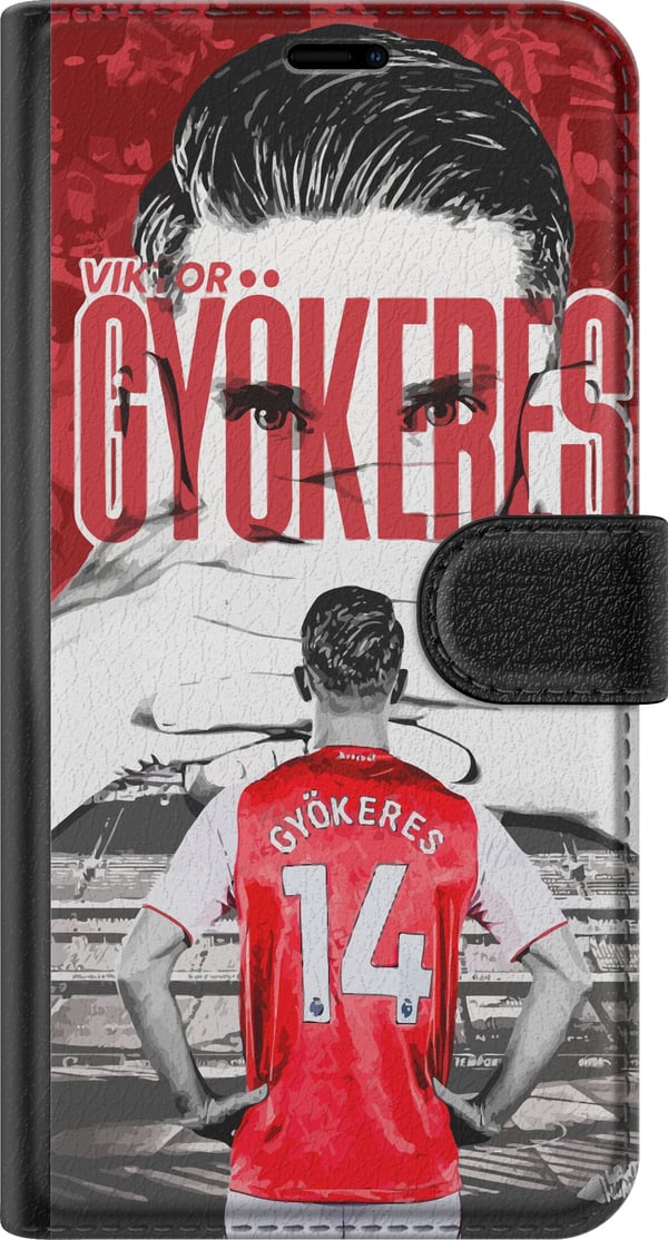 Kompatibel Tegnebogsetui til Samsung Galaxy S21+ 5G Viktor Gyökeres Arsenal-illustration – Fodboldkunst med trøjenummer 14