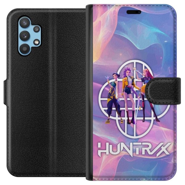 Kompatibelt Plånboksfodral till Samsung Galaxy A32 5G Huntrix Neon Trio Kpop Demon Hunter Färgstark futuristisk design med tre kvinnliga hjältar i pa