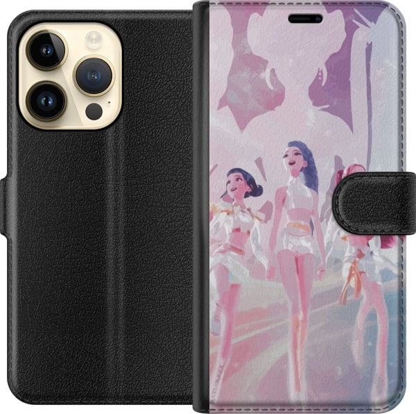 Yhteensopiva Lompakkokotelo Apple iPhone 14 Pro K-Pop Demon Hunters -hopeinen idolitrio – futuristinen K-pop-henkinen ryhmäsuunnittelu kimaltelevine