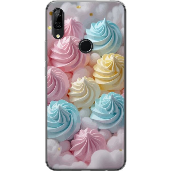 Kompatibel Mobilcover til Huawei P Smart Z Pastelmarengsmotiv med candyfarverne rosa, blå og gul, sødt bagværksdesign til kageelskere